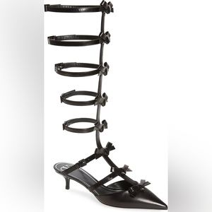 VALENTINO GARAVANI Bow Buckled Strap Pointed Toe Pump